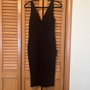 Lulu’s Iconic Moment Black Midi Dress- Size Medium NWT